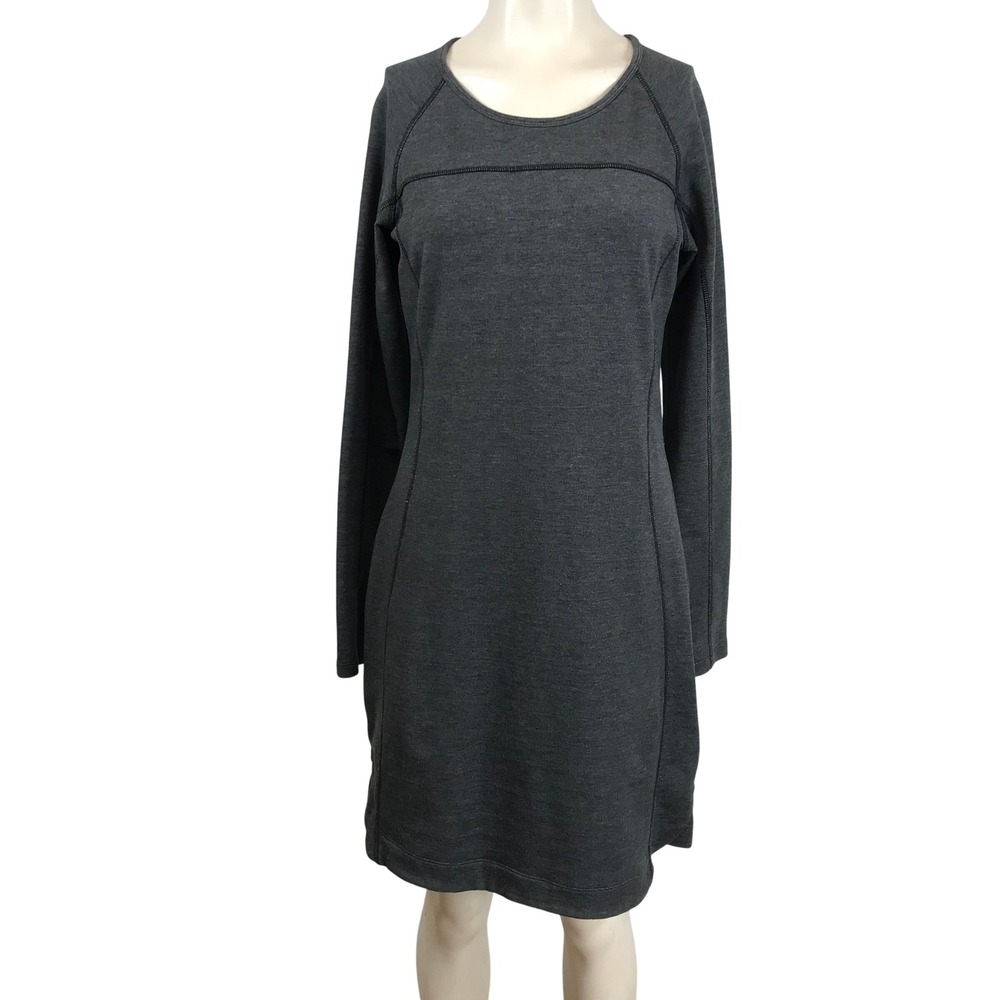 Athleta Womens Gray Heather Long Sleeve Sweatshirt Mini Dress Size S Charcoal